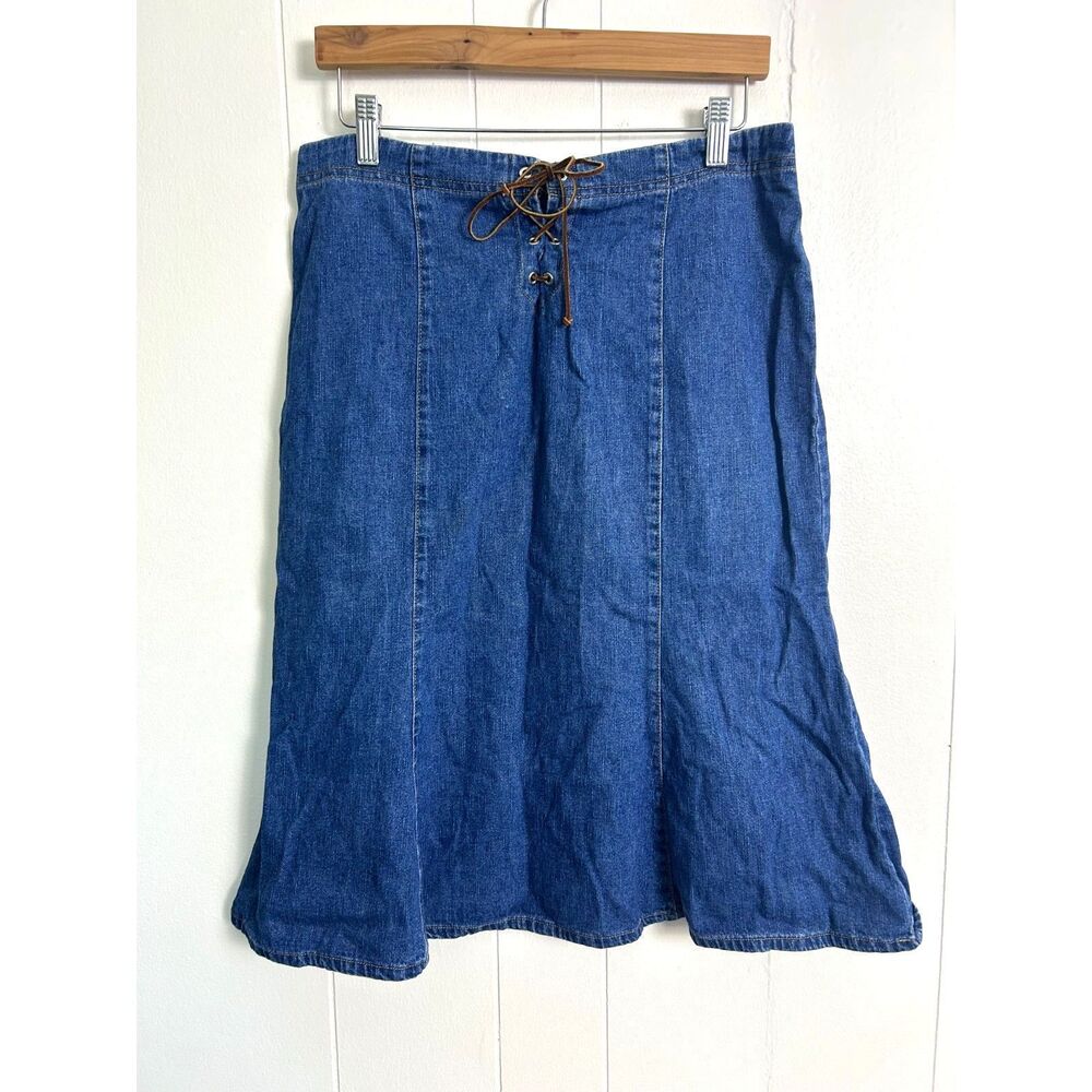 Vintage Studio 90s Y2K denim‎ skirt Size 10 Boho prairie cottagecore